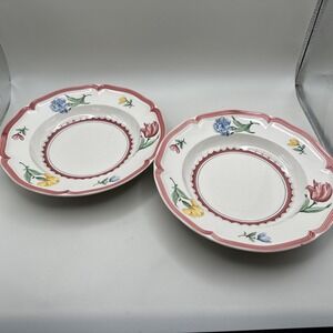 Villeroy & Boch Jardin D'Alsace Fleur Flat Rim Soup Bowls Salad Pasta Cereal Set